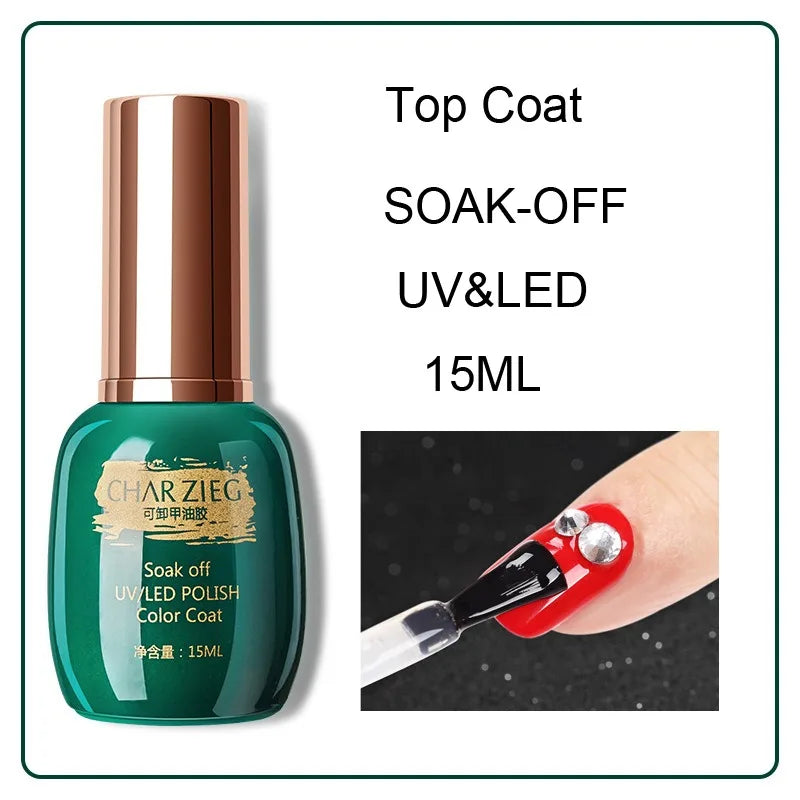 15ml No-Wipe UV Gel Top & Base Coat – Soak-Off Nail Polish