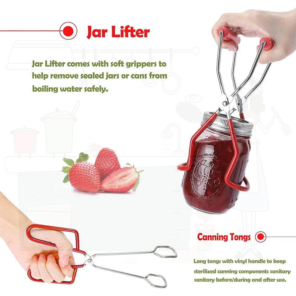 LMETJMA Canning Kit – Jar Lifter, Funnel & Bubble Popper Set Canning Tools Set PRIMED