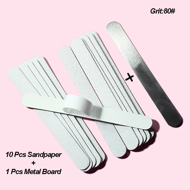 Nail File Set Metal Handle 100/180 Grit – 10 or 20 Pcs Nail File Set PRIMED 10pcs Grit 80