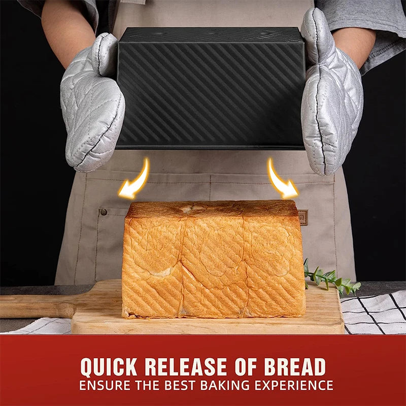 LMETJMA 1 lb Pullman Loaf Pan with Lid | Non-Stick Carbon Steel Pullman Loaf Pan PRIMED