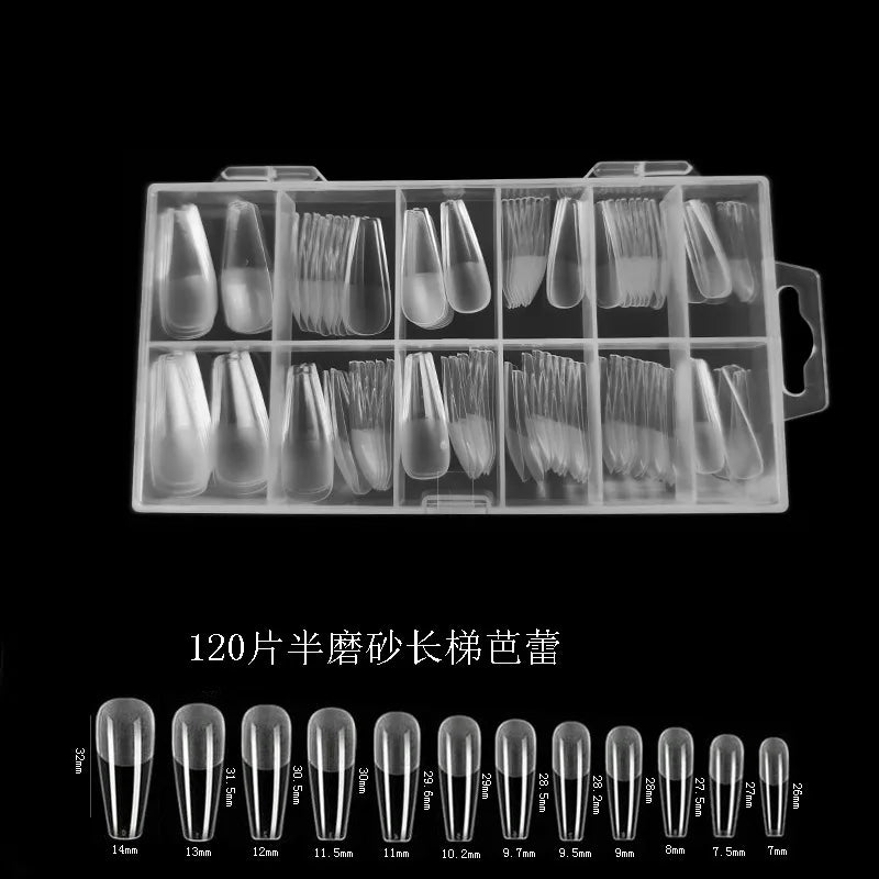 120Pcs Matte Long Ladder False Nail Tips – Ultra-Thin Full Cover False Nail Tips PRIMED