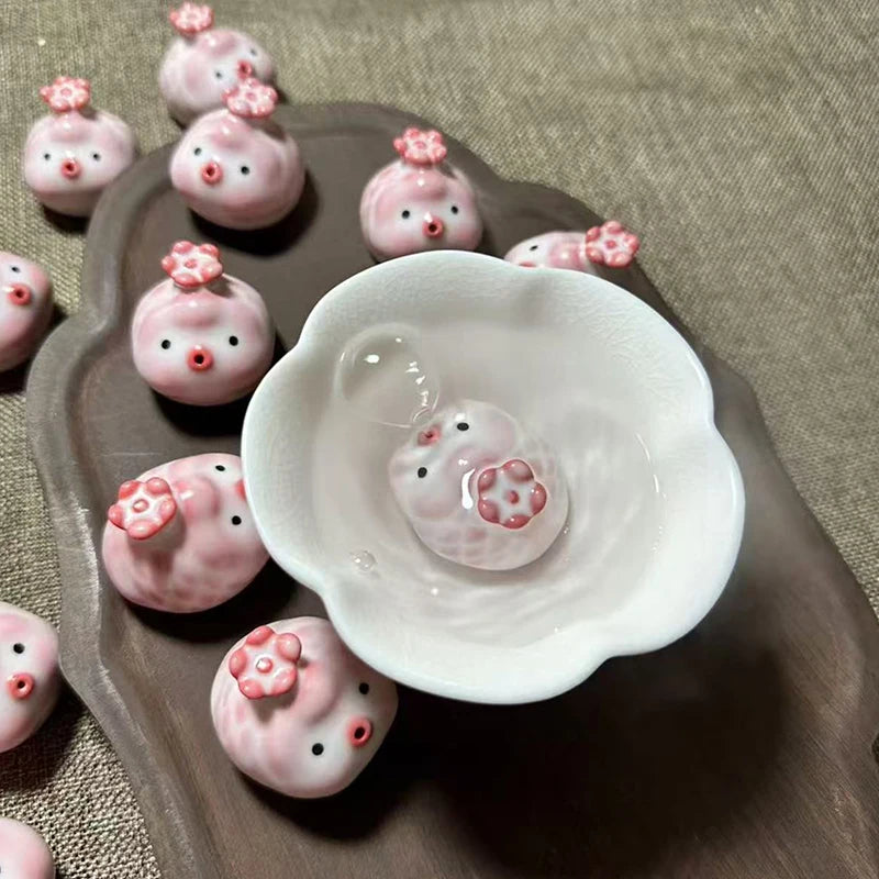 Ceramic Tea Pet Fish & Piggy Bubble Statue | Mug Decor Gift