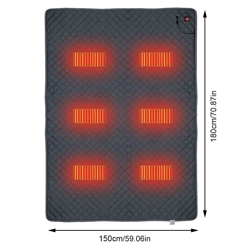 USB Electric Heated Sleeping Mat – 4 Zone Adjustable Warmth Electric Heated Sleeping Mat PRIMED Navy Blue 180X150cm
