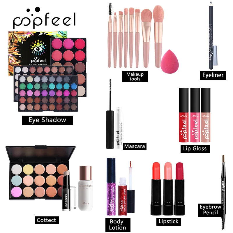 Popfeel All-in-One Makeup Kit – Full Cosmetics Set for Women Makeup Gift Set PRIMED
