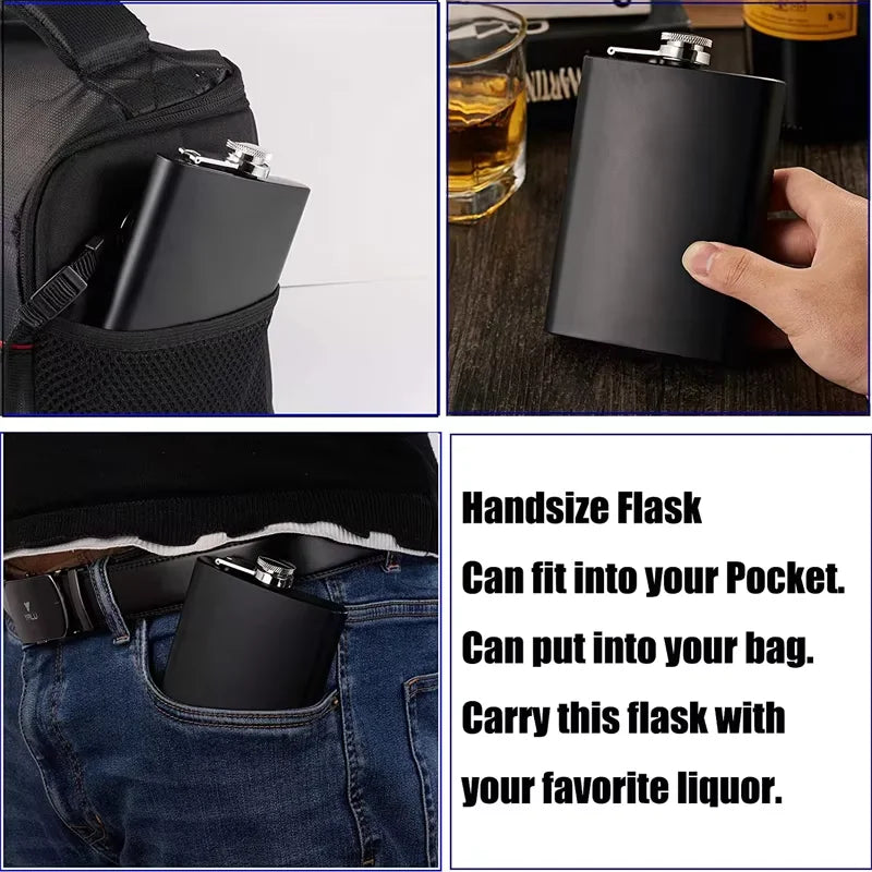 Stainless Steel Hip Flask Set 6/7/8oz – Leakproof & Funnel Hip Flask Set PRIMED
