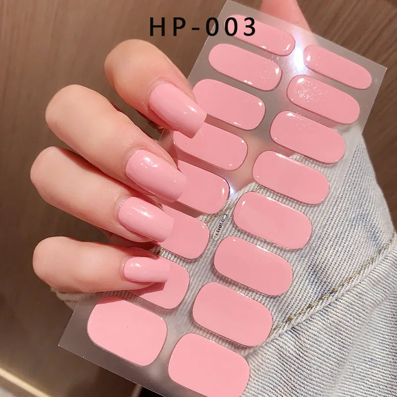 Semi-Cured Gel Nail Wraps Pink Tulip Floral | 16 Tips/Sheet