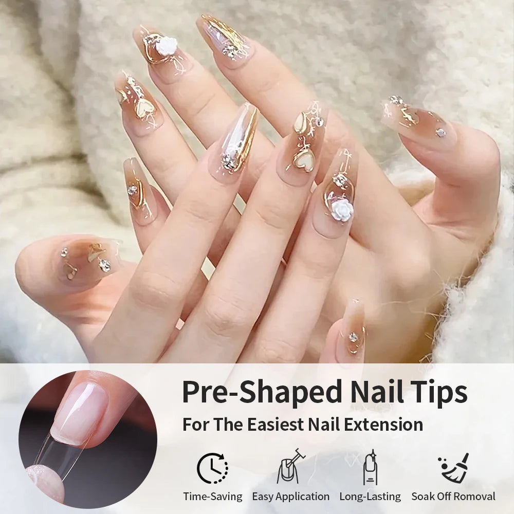120pc French Press-On Nail Tips | Full Cover Acrylic Set