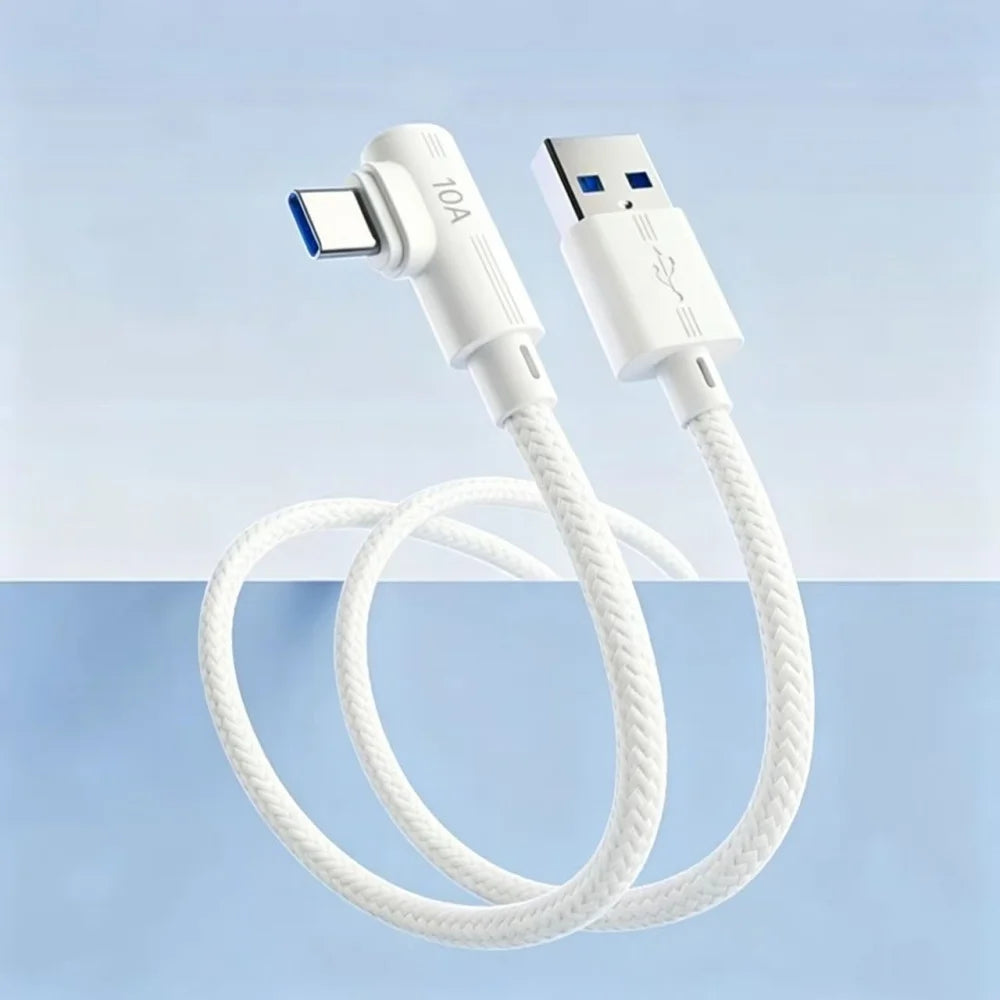 90° Elbow USB-A to USB-C Fast Charging Cable 1M–3M USB-C Charging Cable PRIMED White 1.5m