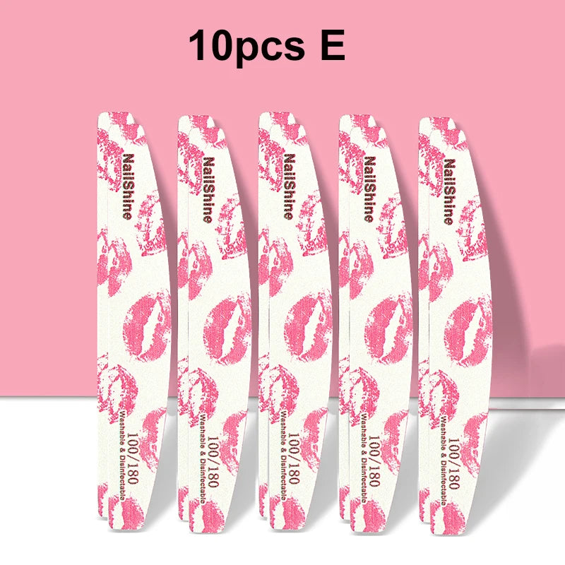 Professional Nail Files 100/180 Grit Buffer Block – 3/5/10 Pack Nail File Buffer PRIMED 10Pcs E