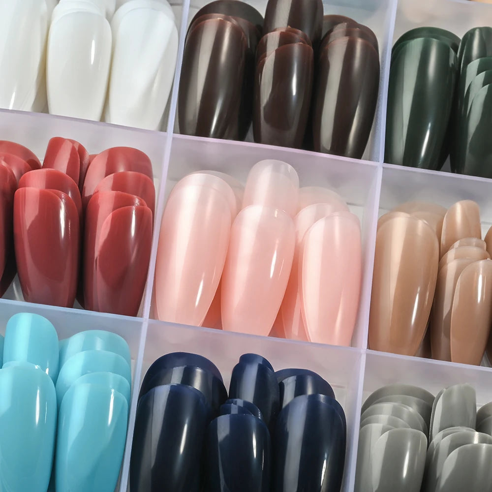 288 Pcs Press On Nails | Glossy Almond Mixed Colors Set