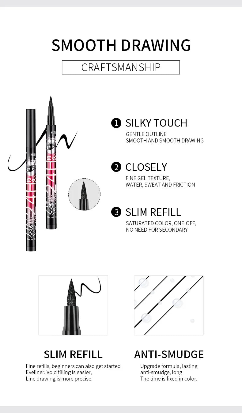 Blana 24H/36H Waterproof Black Liquid Eyeliner – Smudge-Proof Liquid Eyeliner Pen PRIMED