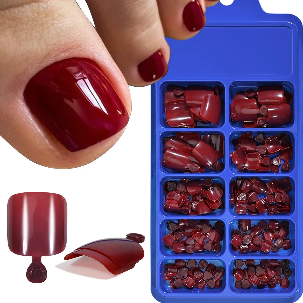 100Pcs Press On Toenails – Acrylic Solid Color Fake Nail Tips