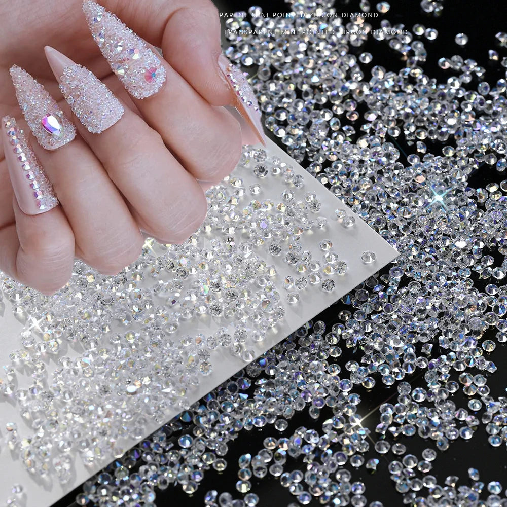 Iridescent Glass Nail Rhinestones – Crystal Zircon Gems 3g
