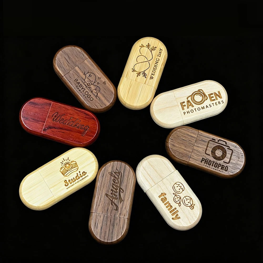 10-Pack Wooden USB Flash Drives 32GB 64GB 128GB Custom Logo USB Flash Drive PRIMED