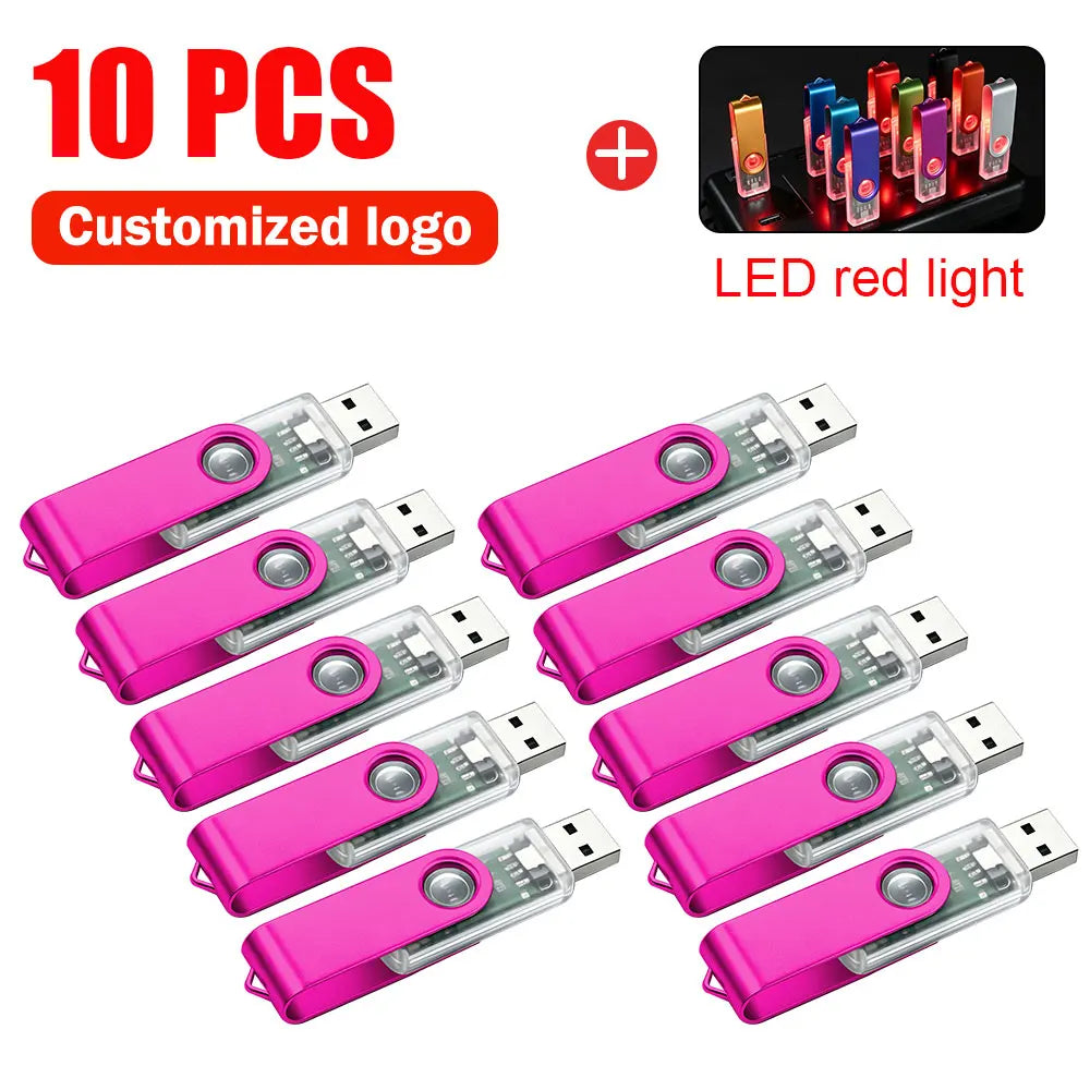 10-Pack Custom Logo Metal USB Flash Drives 256MB–128GB USB Flash Drive PRIMED 2GB x 10PCS pink-A