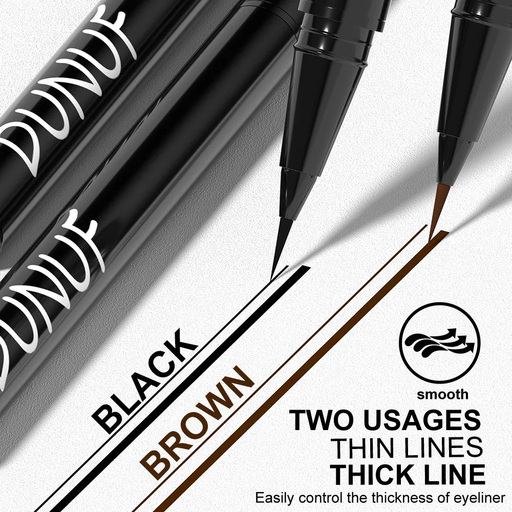 DUNUF Ultra-Fine Liquid Eyebrow Pen | Waterproof Black & Brown Liquid Eyebrow Pen PRIMED