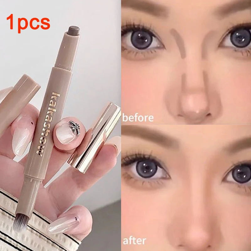 3D Dual Contour Stick with Brush – Matte Bronzer & Nose Shadow Contour Bronzer Stick PRIMED 1PCS