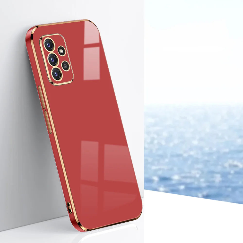 Luxury Plating Silicone Case for Samsung Galaxy A Series Silicone Phone Case PRIMED A36 Red