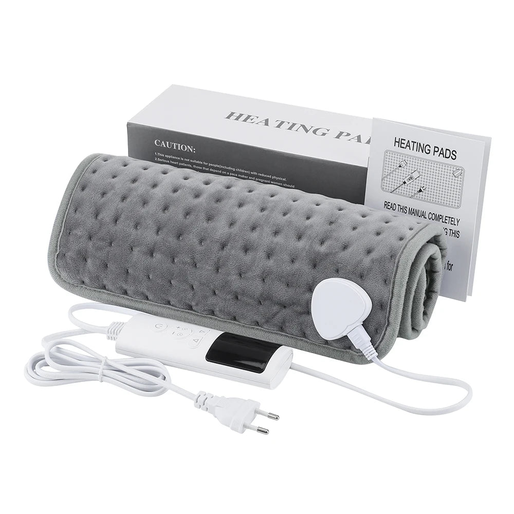 Electric Heating Pad 30×60cm | 9 Temps, Timer, Washable Electric Heating Pad PRIMED EU Plug 220V