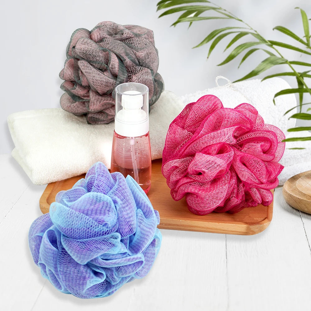 Two-Color Exfoliating Bath Pouf & Body Scrubber | Nylon Mesh Bath Pouf Scrubber PRIMED
