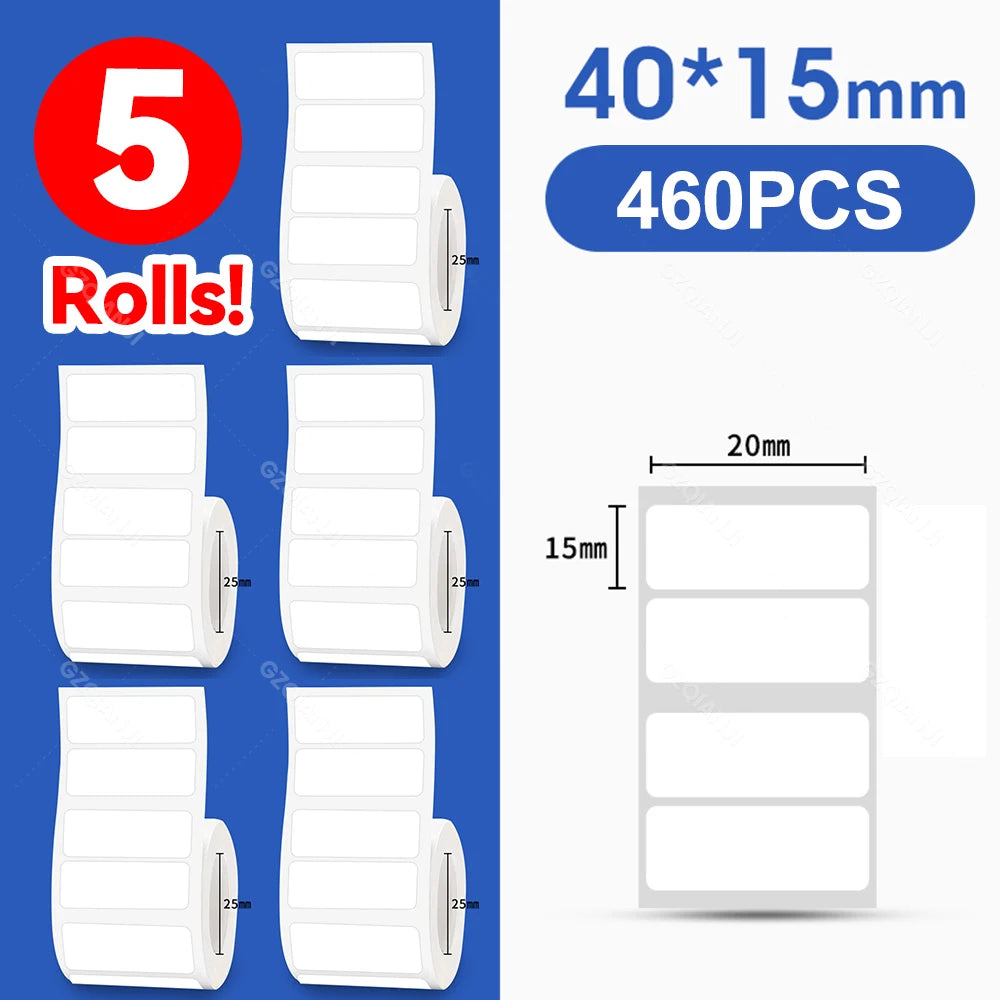 Niimbot Thermal Label Paper 5 Rolls 30–50mm | B1 B21 B203 B3S Thermal Label Rolls PRIMED 5Rolls WH40-15mm