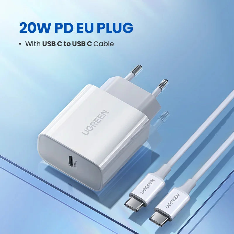 UGREEN 20W USB-C PD Fast Charger QC4.0 3.0 – iPhone & Android USB-C Wall Charger PRIMED EU 20W add C-C Russian Federation