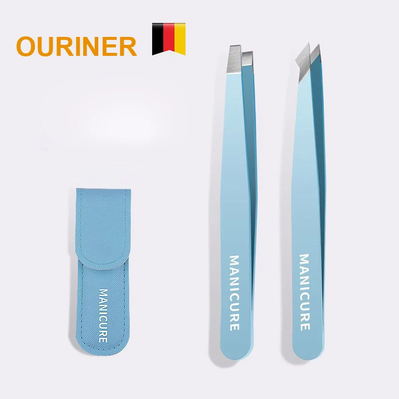 2-Pack Slanted Eyebrow Tweezers – Stainless Steel Precision