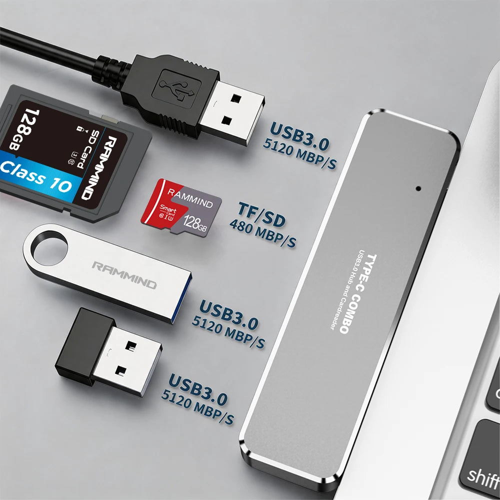 USB-C Hub Adapter – USB 3.0, SD & TF Reader for MacBook