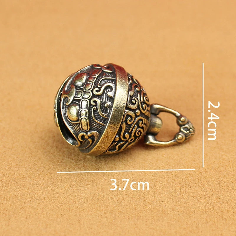 Vintage Brass Bell Keychain | Chinese Good Luck Copper Charm