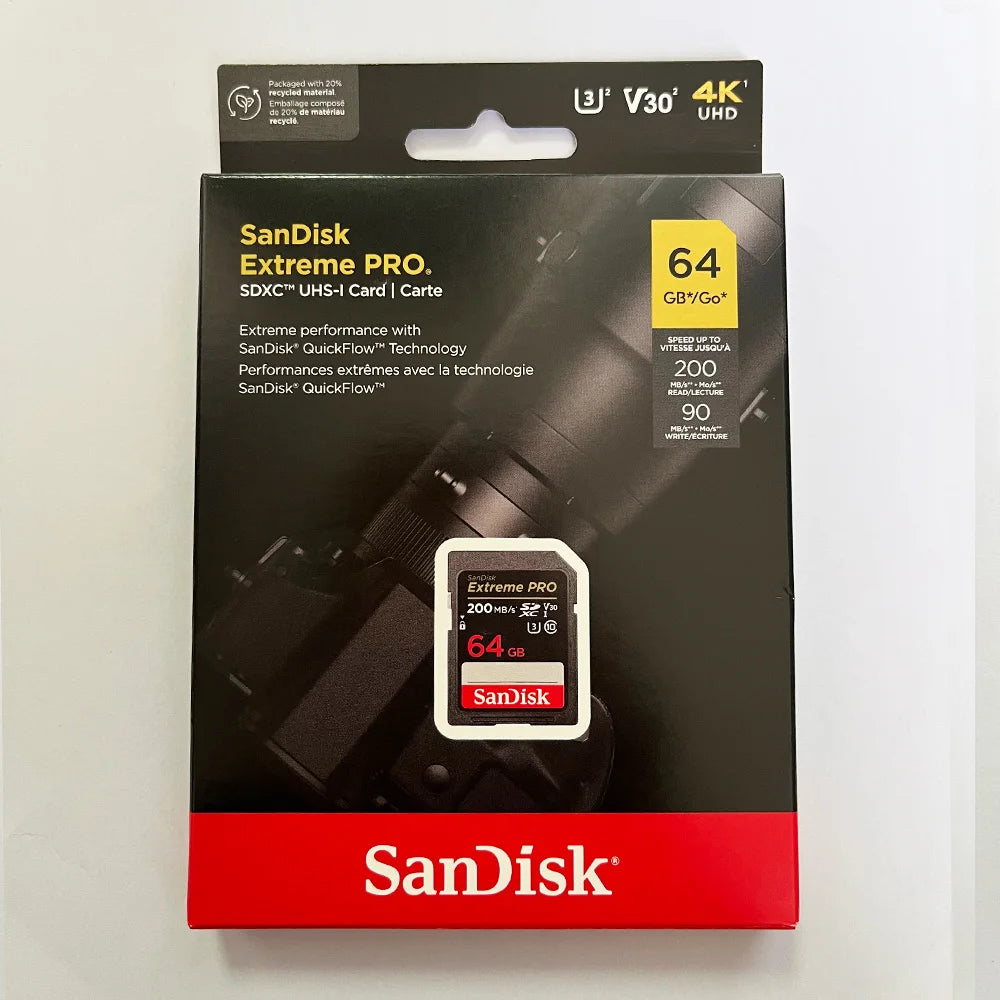 SanDisk Extreme SD Card 4K UHD 32GB–256GB C10 U3 V30 SD Memory Card PRIMED