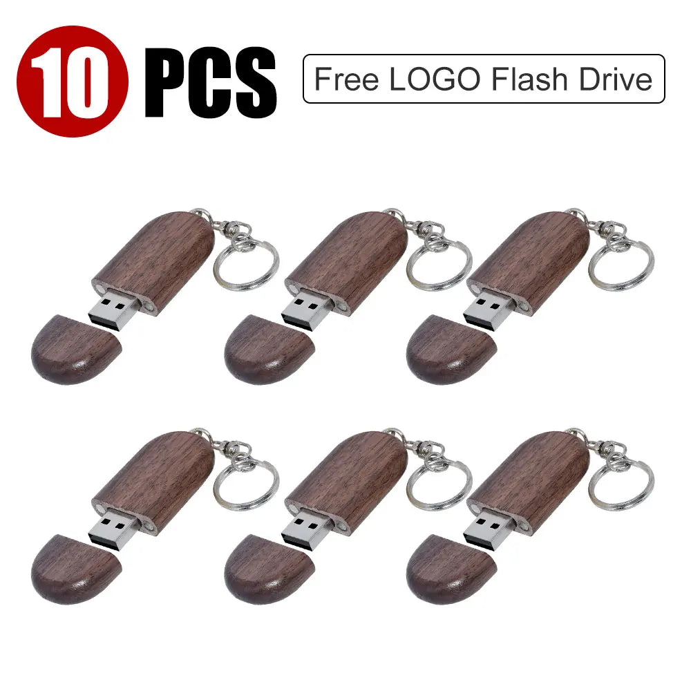 Wooden USB Flash Drive Custom Logo Key Chain | 4–32GB Bulk Wooden USB Flash Drive PRIMED 4GB Walnut-10p