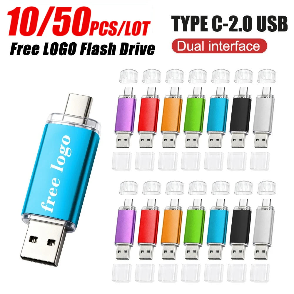Type-C USB Flash Drive Bulk 10/50 Pcs | Free Custom Logo USB Flash Drive PRIMED
