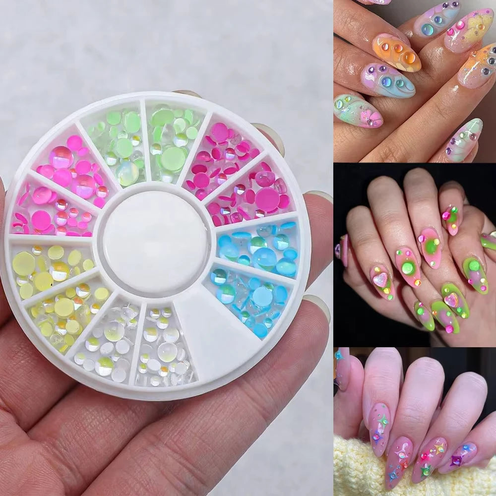 Aurora Mermaid Flatback Nail Rhinestones & Bead Charms – 1 Box