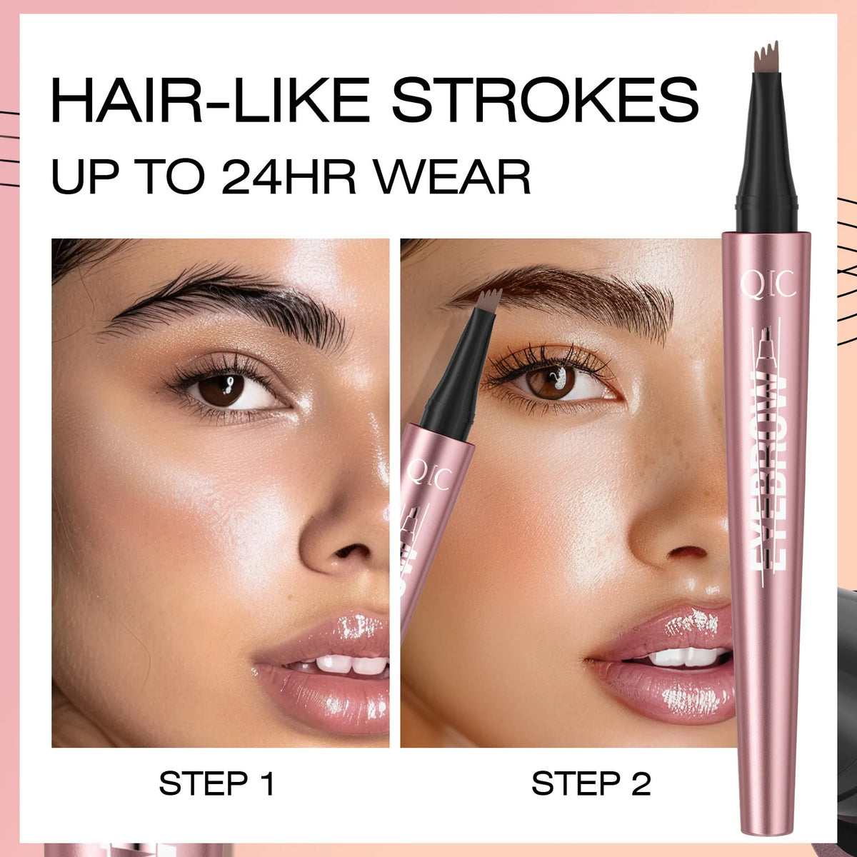 QIC 4-Point Liquid Eyebrow Pen – Waterproof & Long-Lasting Liquid Eyebrow Pen PRIMED