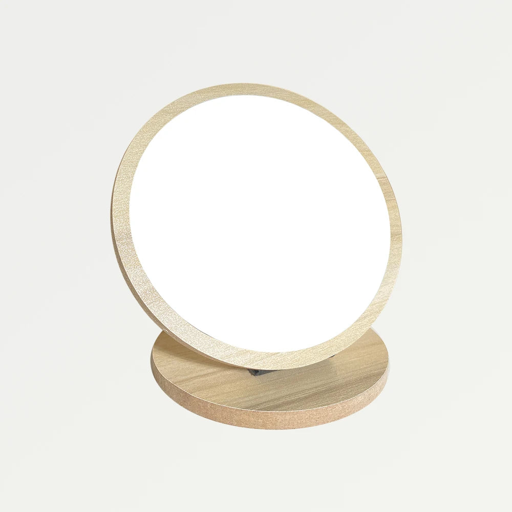 Wooden Vanity Makeup Mirror – 360° Rotating HD Cosmetic Mirror