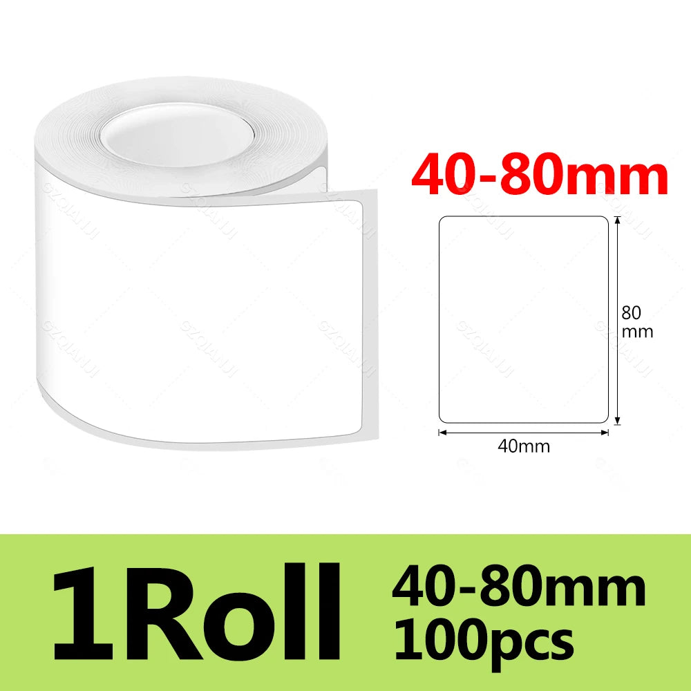 Waterproof Thermal Label Sticker Roll for Marklife P50 Printer Thermal Label Roll PRIMED 1Roll WH40-80mm