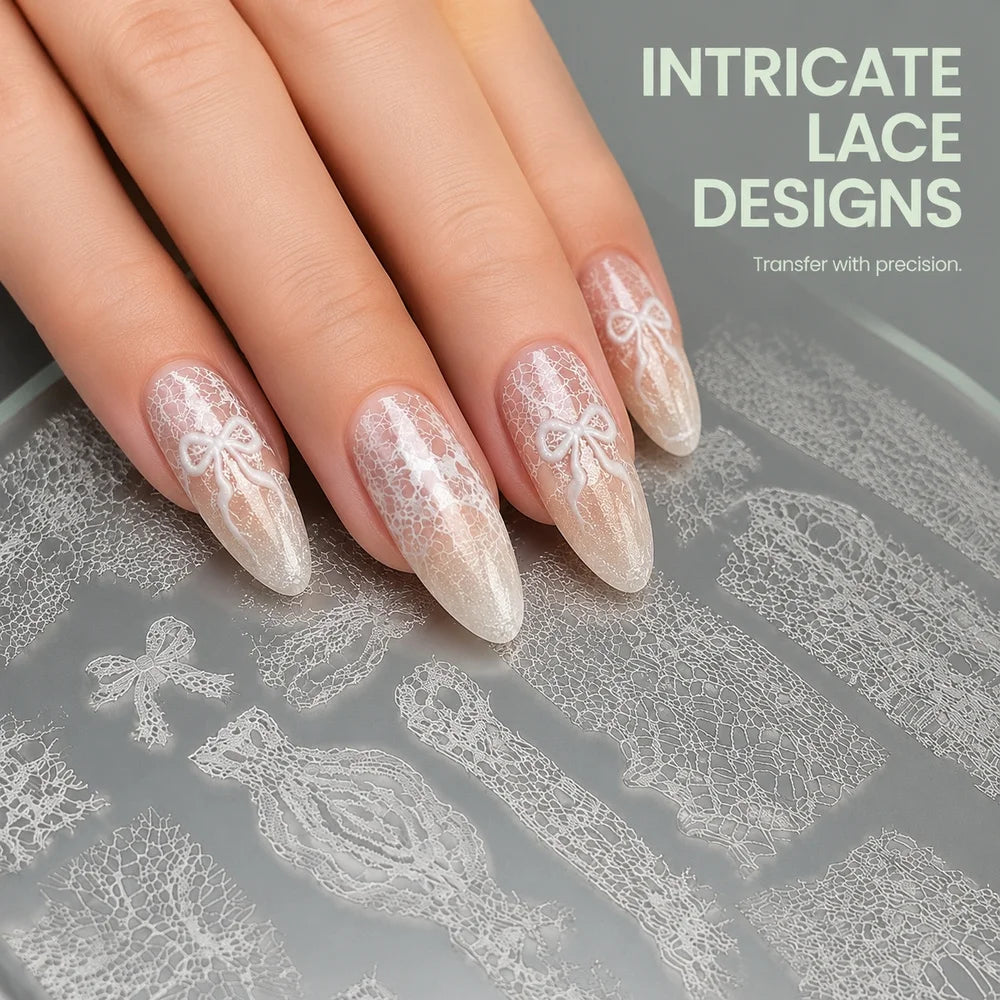 Nail Stamping Plate – Lace & Fishnet Pattern | Stainless Steel