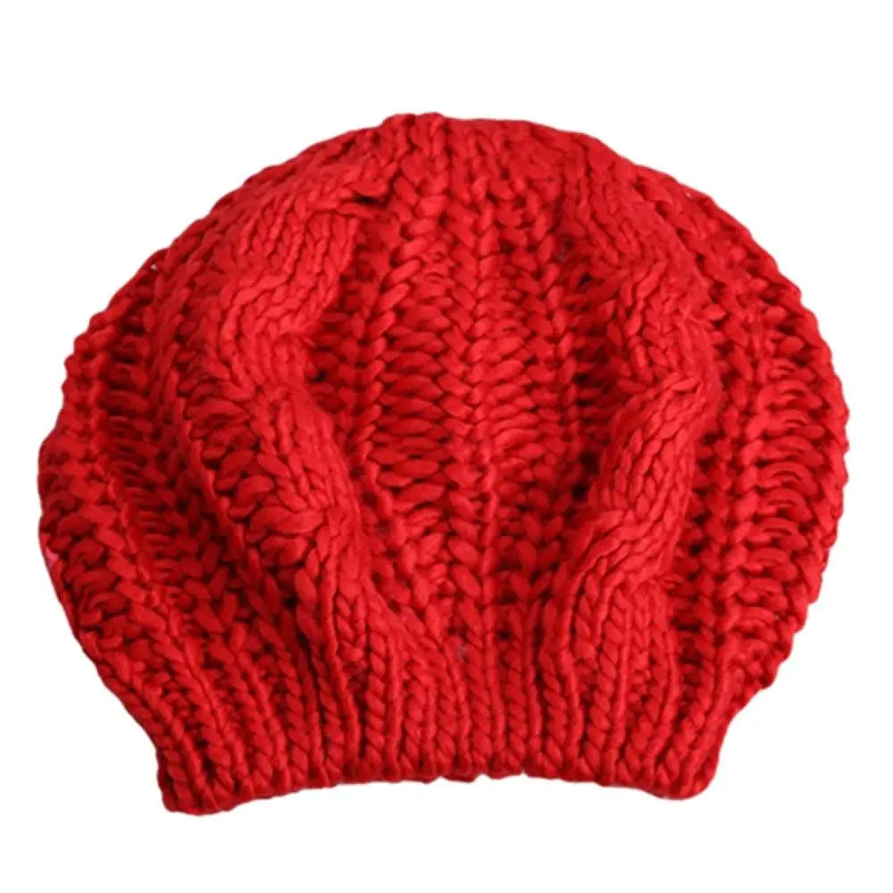 Women's Braided Knit Beret Beanie Hat – Warm Winter Ski Cap Knit Beret Beanie PRIMED