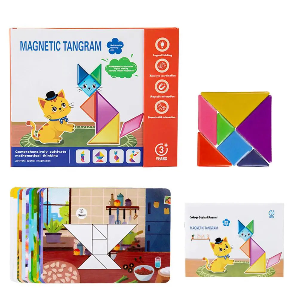 Magnetic Tangram Puzzle for Kids | Montessori Jigsaw Set Magnetic Puzzle Set PRIMED A