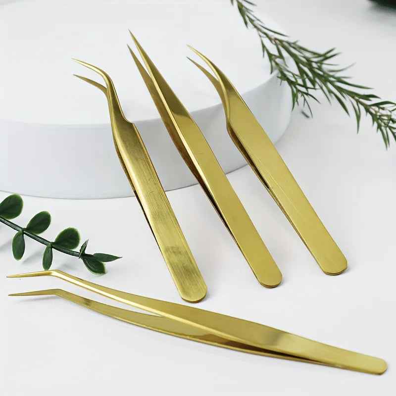 Stainless Steel Eyelash Grafting Tweezers – Precision Lash Clip