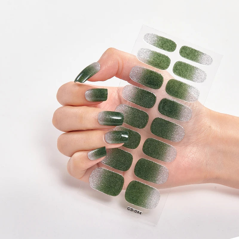 Semi-Cured Gel Nail Wraps Full Cover Stickers – 16pc Set