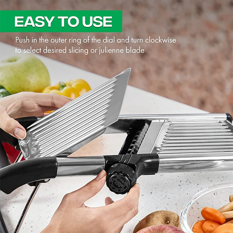 LMETJMA Adjustable Mandoline Slicer – Stainless Steel Vegetable Cutter Mandoline Slicer PRIMED