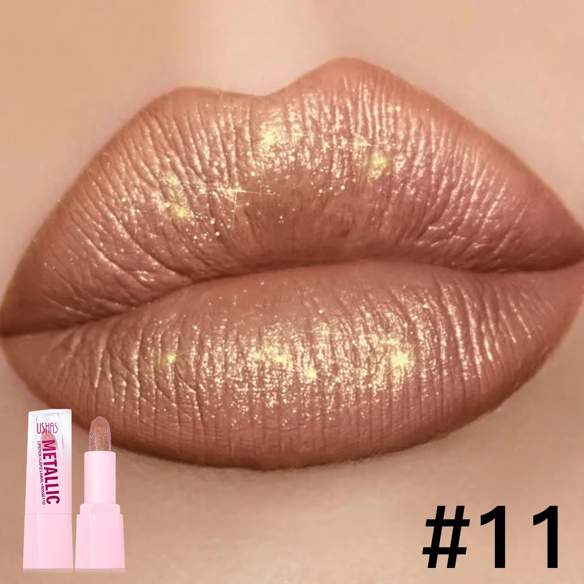 USHAS Pearlescent Matte Lipstick | Waterproof, Non-Stick Cup