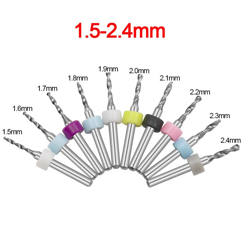 10-Pack Tungsten Carbide PCB Micro Drill Bits | CNC 3.175mm PCB Drill Bit Set PRIMED
