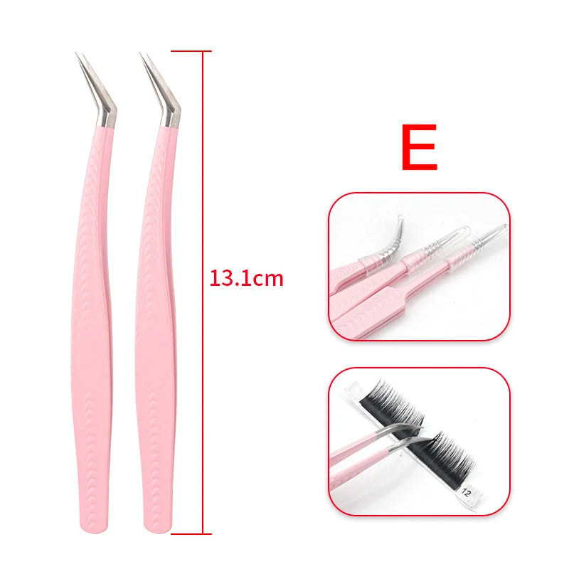 Pink Stainless Steel Eyelash Extension Tweezers | Pro Lash Tool Eyelash Extension Tweezers PRIMED E