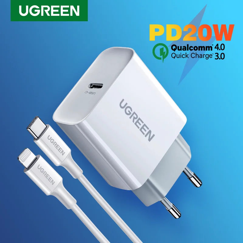 UGREEN 20W USB-C PD Fast Charger QC4.0 3.0 – iPhone & Android USB-C Wall Charger PRIMED