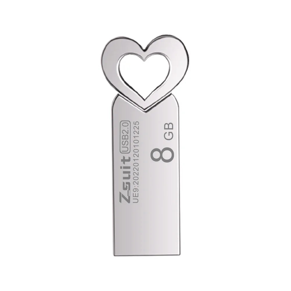 10-Pack Heart-Shaped Metal USB Flash Drives 4GB–32GB Waterproof USB Flash Drive PRIMED USB 3.0-128GB Silver