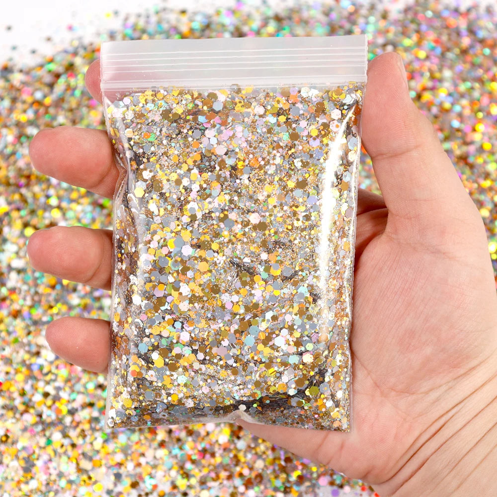 Luminous Nail Glitter Sequins 50g – 12 Colors Holographic Flakes