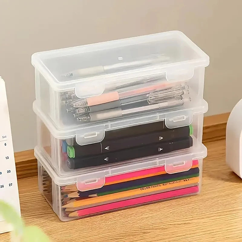 Large Transparent Pencil Box – Waterproof Buckle Stationery Case