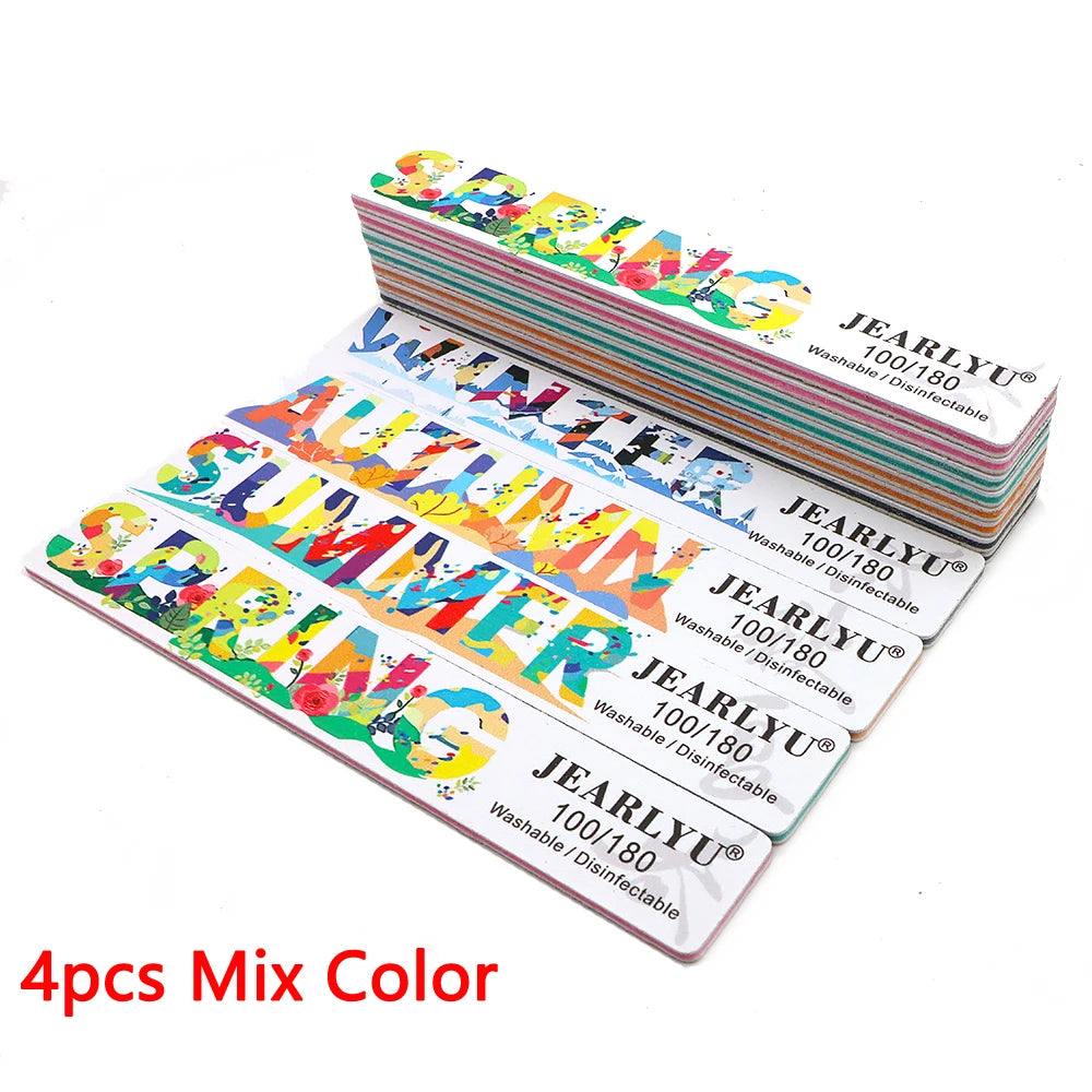 JEARLYU Nail File Buffer Set 100/180 Grit – 4 to 18 Pcs Nail File Buffer PRIMED 4pcs-Mix Color